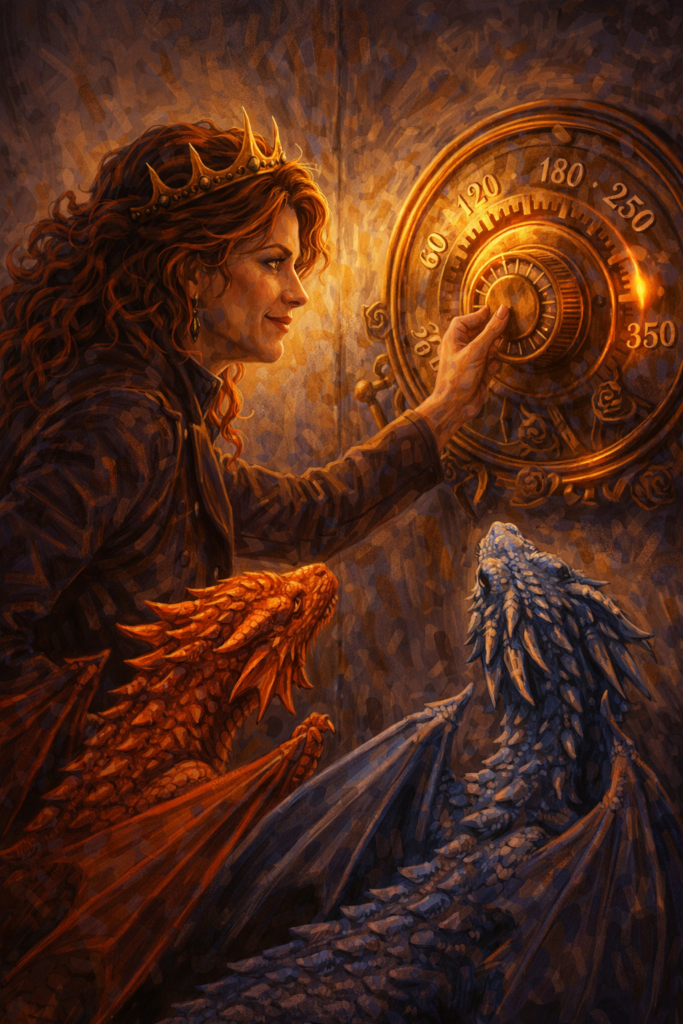 A midwife woman turns up her wealth thermostat because those 1980s / $60K salary numbers just aren't good enough. Her dragons approve.