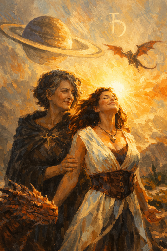 Saturn helps us exult in the direct cazimi rays of the Sun. The dragons are soaring and anything feels possible... with structure.